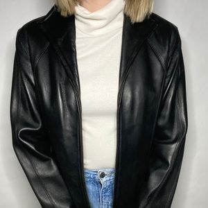 Black 100% leather jacket 90s Y2k